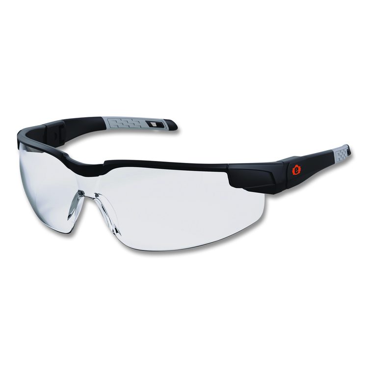 Skullerz DELLENGER Safety Glasses with Adjustable Temples, Matte Black Half Frame, Clear Single Lens