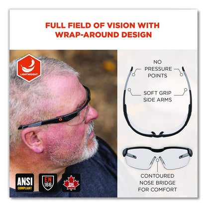Skullerz DELLENGER Anti-Fog Safety Glasses with Adjustable Temples, Matte Black Half Frame, Clear Single Lens