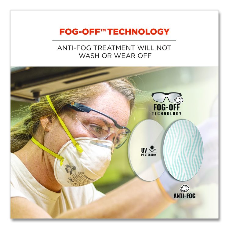 Skullerz DELLENGER Anti-Fog Safety Glasses with Adjustable Temples, Matte Black Half Frame, Clear Single Lens