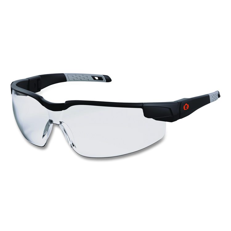 Skullerz DELLENGER Anti-Fog Safety Glasses with Adjustable Temples, Matte Black Half Frame, Clear Single Lens