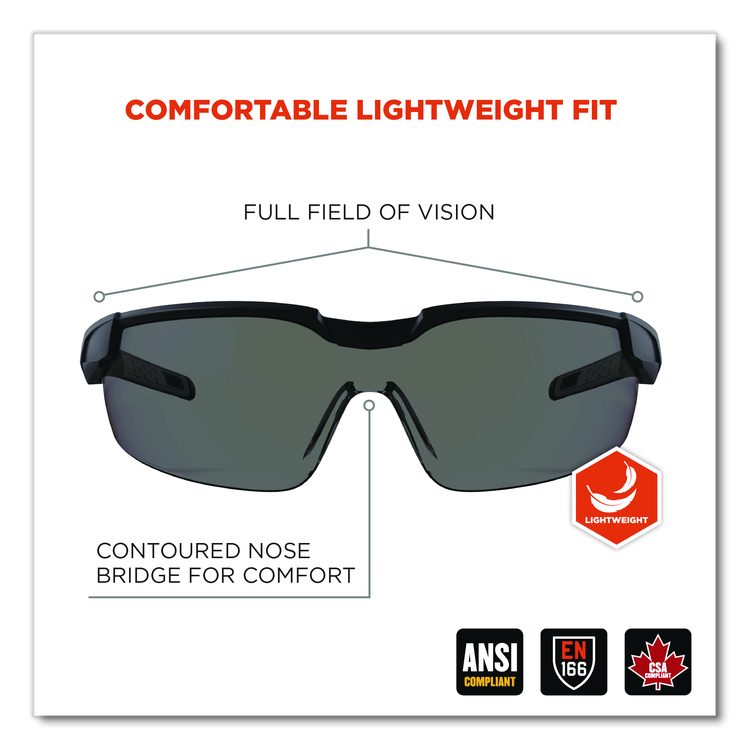 Skullerz DELLENGER Safety Glasses with Adjustable Temples, Matte Black Half Frame, Smoke Single Lens