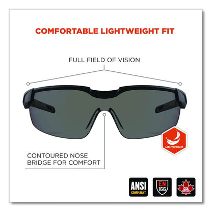 Skullerz DELLENGER Safety Glasses with Adjustable Temples, Matte Black Half Frame, Smoke Single Lens