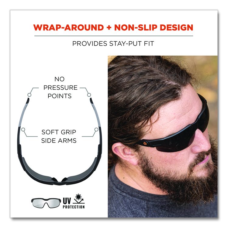 Skullerz DELLENGER Safety Glasses with Adjustable Temples, Matte Black Half Frame, Smoke Single Lens