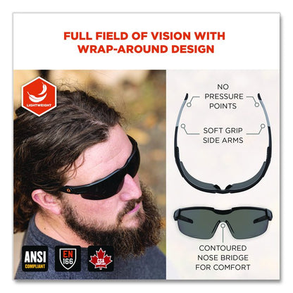 Skullerz DELLENGER Anti-Fog Safety Glasses with Adjustable Temples, Matte Black Half Frame, Smoke Single Lens
