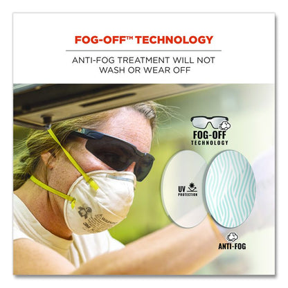 Skullerz DELLENGER Anti-Fog Safety Glasses with Adjustable Temples, Matte Black Half Frame, Smoke Single Lens