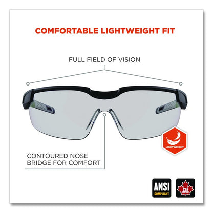 Skullerz DELLENGER Safety Glasses with Adjustable Temples, Matte Black Half Frame, Clear Single I/O Lens