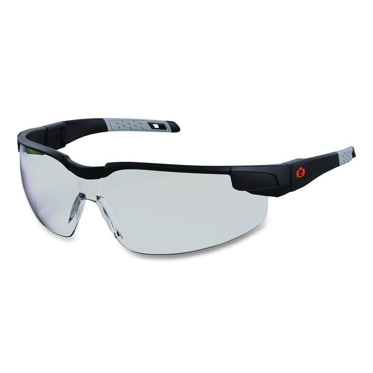 Skullerz DELLENGER Safety Glasses with Adjustable Temples, Matte Black Half Frame, Clear Single I/O Lens