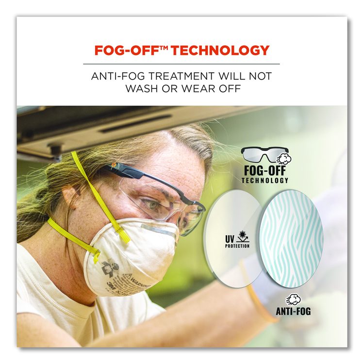 Skullerz DELLENGER Anti-Fog Safety Glasses with Adjustable Temples, Matte Black Half Frame, Clear Single I/O Lens
