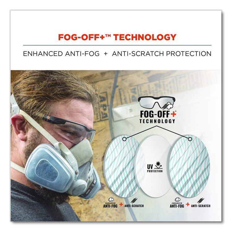 Skullerz DELLENGER Anti-Scratch Anti-Fog Safety Glasses with Adjustable Temples, Matte Black Half Frame, Clear Single Lens
