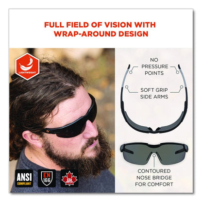 Skullerz DELLENGER Anti-Scratch Anti-Fog Safety Glasses with Adjustable Temples, Matte Black Half Frame, Smoke Single Lens