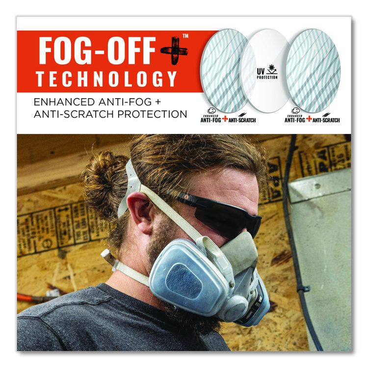 Skullerz DELLENGER Anti-Scratch Anti-Fog Safety Glasses with Adjustable Temples, Matte Black Half Frame, Smoke Single Lens