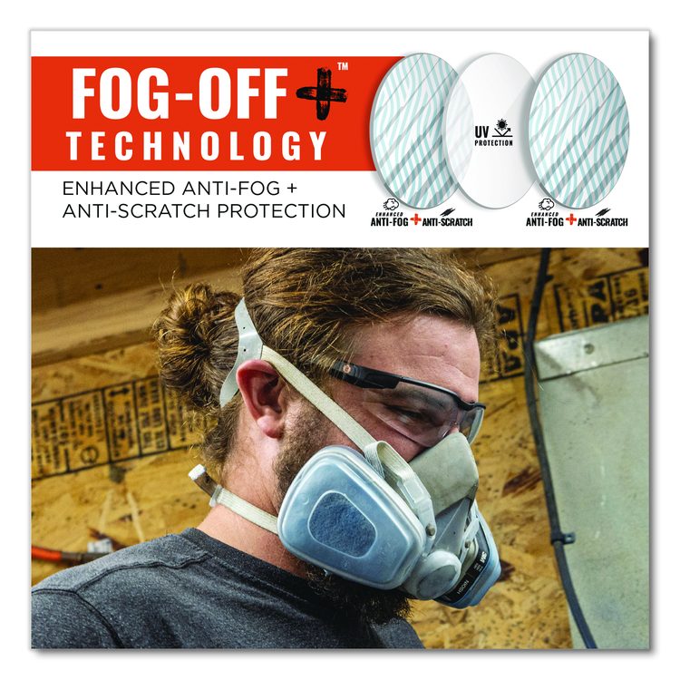 Skullerz DELLENGER Anti-Scratch Anti-Fog Safety Glasses, Adjustable Temples, Matte Black Half Frame, Clear Single I/O Lens