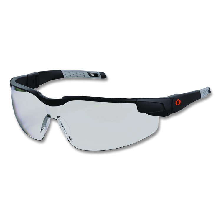 Skullerz DELLENGER Anti-Scratch Anti-Fog Safety Glasses, Adjustable Temples, Matte Black Half Frame, Clear Single I/O Lens