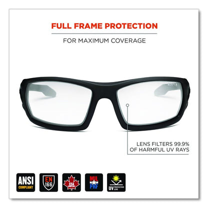 Skullerz ODIN Anti-Scratch Enhanced Anti-Fog Safety Glasses, Matte Black Full Frame, Clear Dual Lens