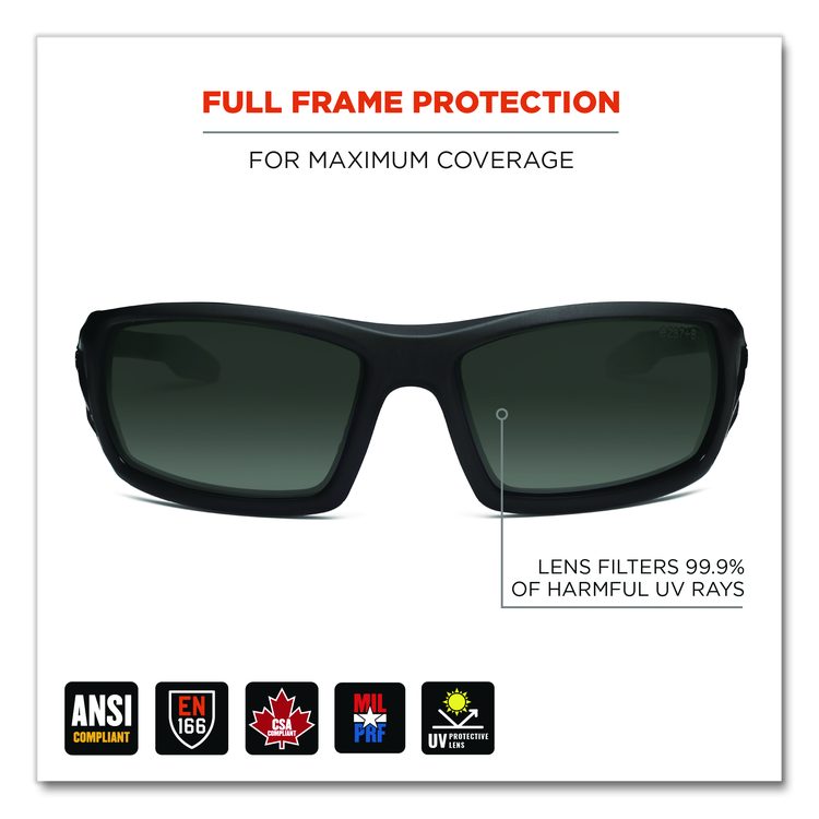 Skullerz ODIN Anti-Scratch Enhanced Anti-Fog Safety Glasses, Matte Black Full Frame, Smoke Dual Lens