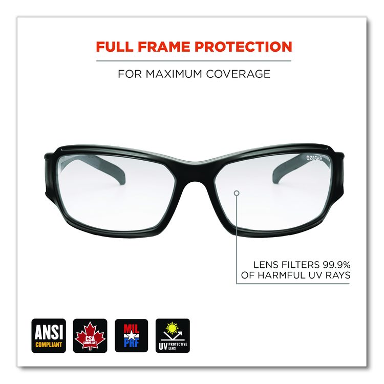 Skullerz THOR Anti-Scratch Enhanced Anti-Fog Safety Glasses, Matte Black Full Frame, Clear Dual Lens