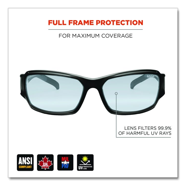 Skullerz THOR Anti-Scratch Enhanced Anti-Fog Safety Glasses, Matte Black Full Frame, Clear Dual I/O Lens