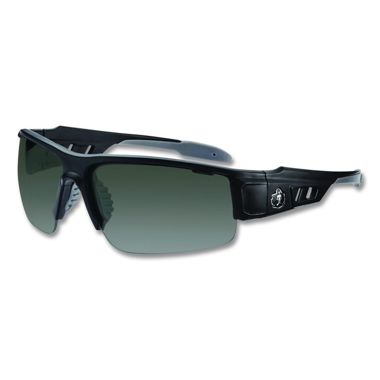 Skullerz DAGR Anti-Scratch Enhanced Anti-Fog Safety Glasses, Matte Black Half Frame, Smoke Dual Lens