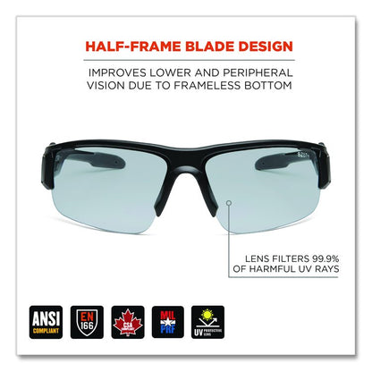 Skullerz DAGR Anti-Scratch Enhanced Anti-Fog Safety Glasses, Matte Black Half Frame, Clear Dual I/O Lens