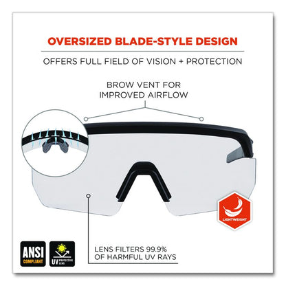 Skullerz AEGIR Safety Glasses, Matte Black Half Frame, Clear Single Lens