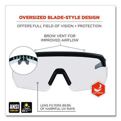 Skullerz AEGIR Anti-Scratch Enhanced Anti-Fog Safety Glasses, Matte Black Half Frame, Clear Single Lens