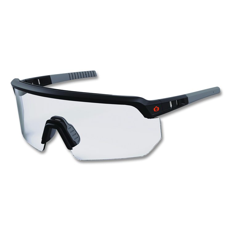 Skullerz AEGIR Anti-Scratch Enhanced Anti-Fog Safety Glasses, Matte Black Half Frame, Clear Single Lens