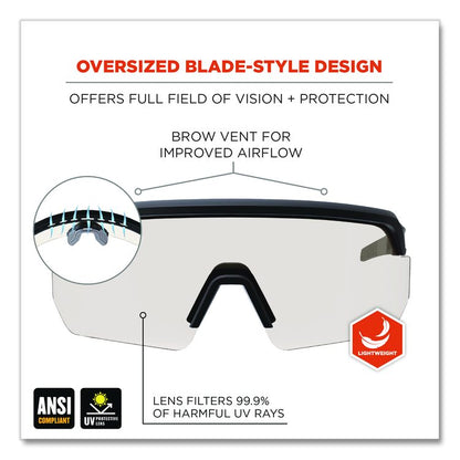 Skullerz AEGIR Safety Glasses, Matte Black Half Frame, Clear Single I/O Lens