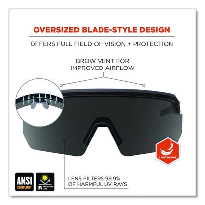 Skullerz AEGIR Safety Glasses, Matte Black Half Frame, Smoke Single Lens