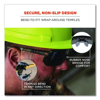 Skullerz AEGIR Safety Glasses, Matte Black Half Frame, Smoke Single Lens