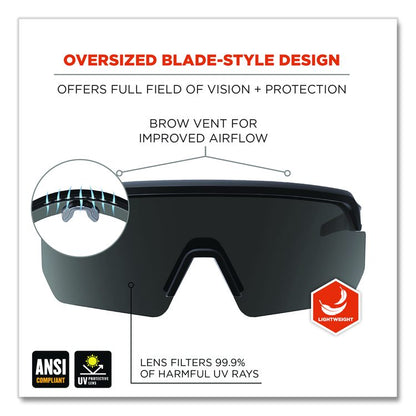Skullerz AEGIR Anti-Scratch Enhanced Anti-Fog Safety Glasses, Matte Black Half Frame, Smoke Single Lens
