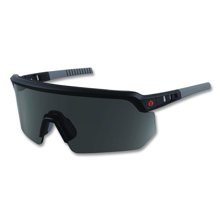 Skullerz AEGIR Anti-Scratch Enhanced Anti-Fog Safety Glasses, Matte Black Half Frame, Smoke Single Lens