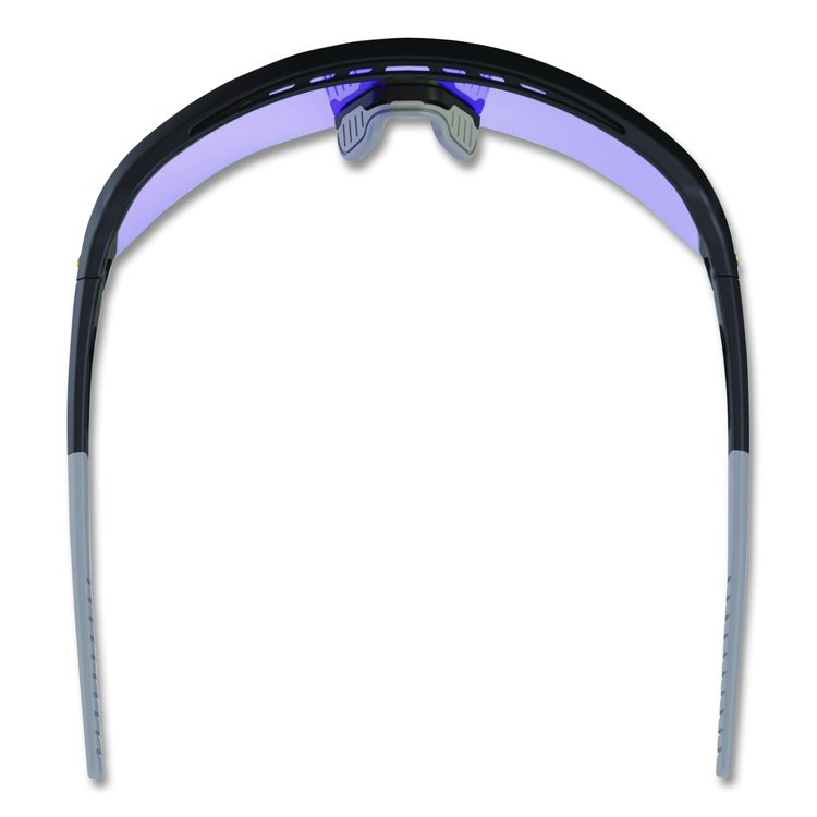 Skullerz AEGIR Safety Glasses, Matte Black Half Frame, Mirrored Blue Single Lens