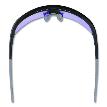 Skullerz AEGIR Safety Glasses, Matte Black Half Frame, Mirrored Blue Single Lens