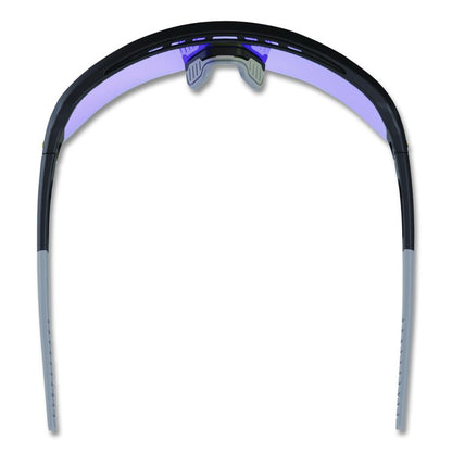 Skullerz AEGIR Anti-Scratch Enhanced Anti-Fog Safety Glasses, Matte Black Half Frame, Mirrored Blue Single Lens