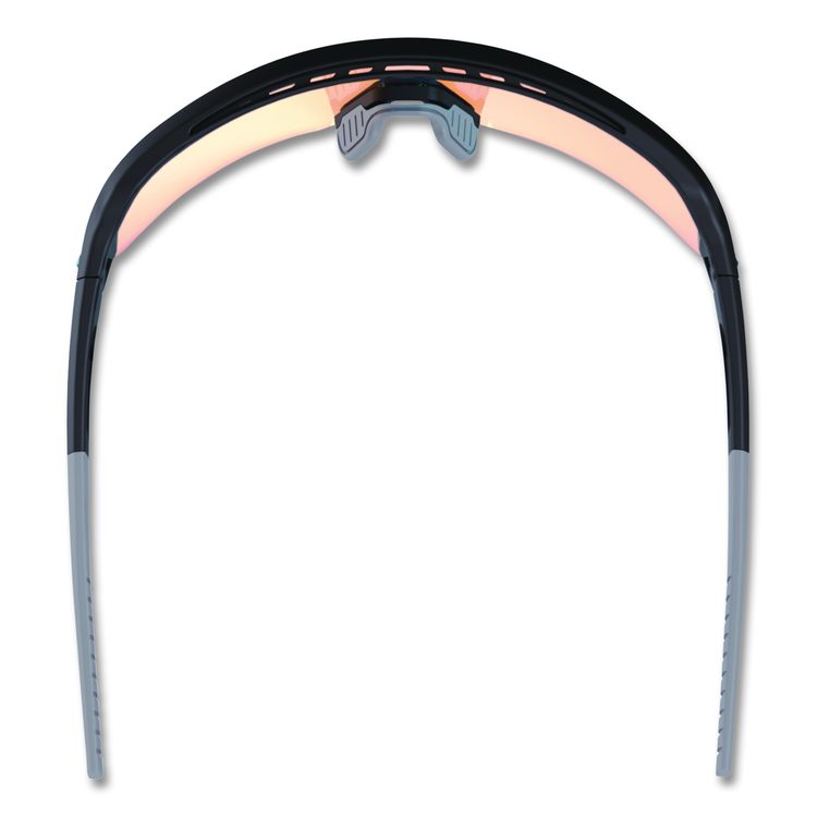 Skullerz AEGIR Safety Glasses, Matte Black Half Frame, Mirrored Orange Single Lens