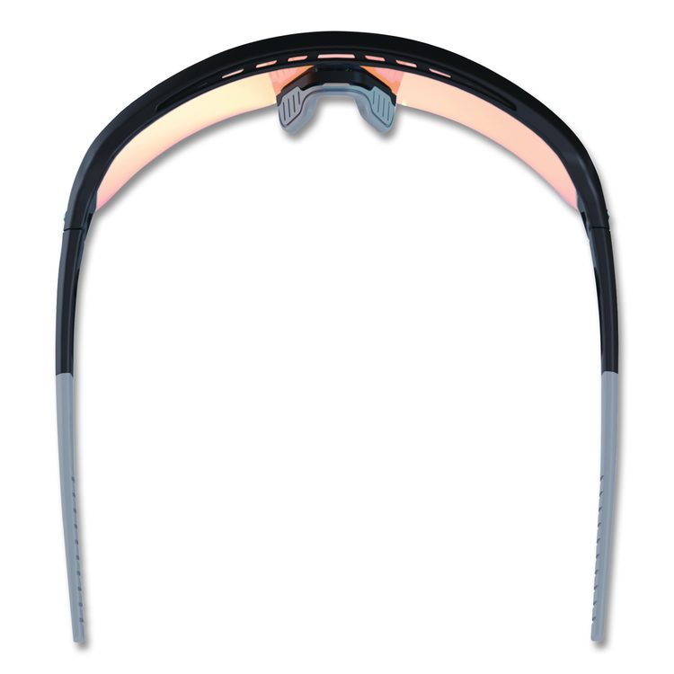 Skullerz AEGIR Anti-Scratch Enhanced Anti-Fog Safety Glasses, Matte Black Half Frame, Mirrored Orange Single Lens