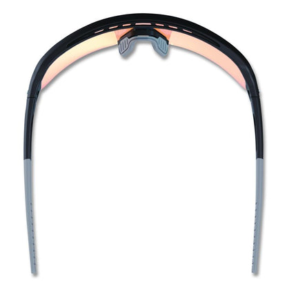 Skullerz AEGIR Anti-Scratch Enhanced Anti-Fog Safety Glasses, Matte Black Half Frame, Mirrored Orange Single Lens