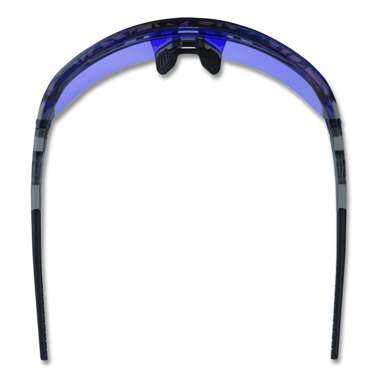Skullerz AEGIR Safety Glasses, Clear Smoke Half Frame, Mirrored Blue Single Lens
