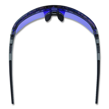 Skullerz AEGIR Safety Glasses, Clear Smoke Half Frame, Mirrored Blue Single Lens