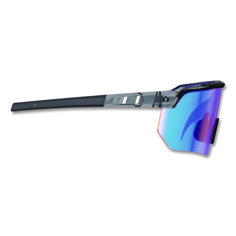 Skullerz AEGIR Safety Glasses, Clear Smoke Half Frame, Mirrored Blue Single Lens