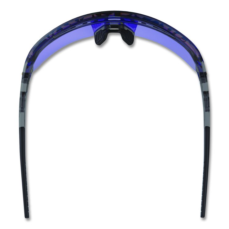 Skullerz AEGIR Anti-Scratch Enhanced Anti-Fog Safety Glasses, Clear Smoke Half Frame, Mirrored Blue Single Lens
