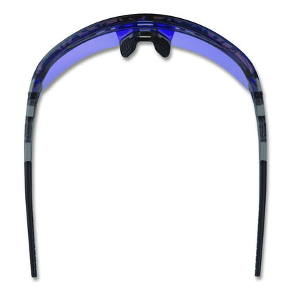 Skullerz AEGIR Anti-Scratch Enhanced Anti-Fog Safety Glasses, Clear Smoke Half Frame, Mirrored Blue Single Lens