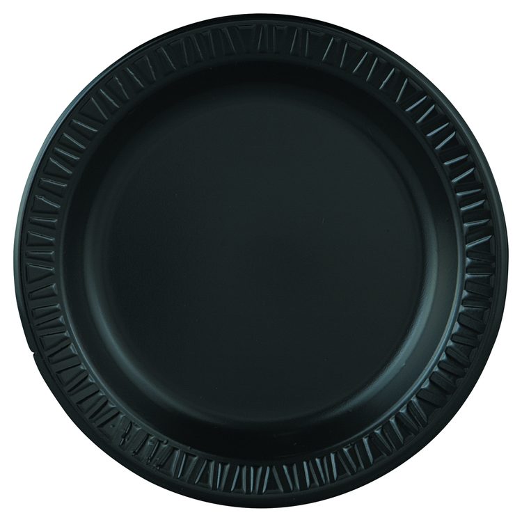 Quiet Classic Laminated Foam Dinnerware, Plate, 9" dia, Black, 125/Pack, 4 Packs/Carton