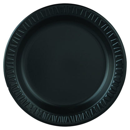 Quiet Classic Laminated Foam Dinnerware, Plate, 9" dia, Black, 125/Pack, 4 Packs/Carton