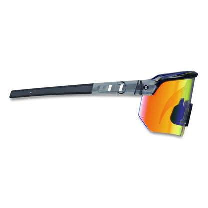 Skullerz AEGIR Safety Glasses, Clear Smoke Half Frame, Mirrored Orange Single Lens
