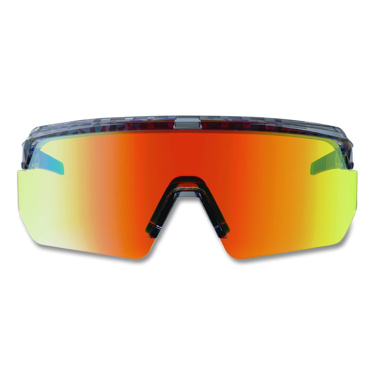 Skullerz AEGIR Anti-Scratch Enhanced Anti-Fog Safety Glasses, Clear Smoke Half Frame, Mirrored Orange Single Lens