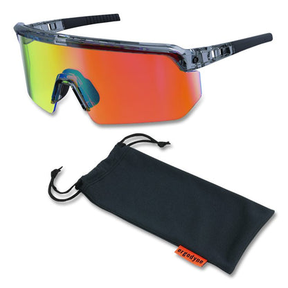 Skullerz AEGIR Anti-Scratch Enhanced Anti-Fog Safety Glasses, Clear Smoke Half Frame, Mirrored Orange Single Lens