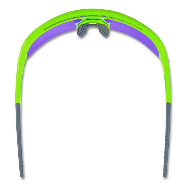Skullerz AEGIR Safety Glasses, Lime Half Frame, Mirrored Purple Single Lens