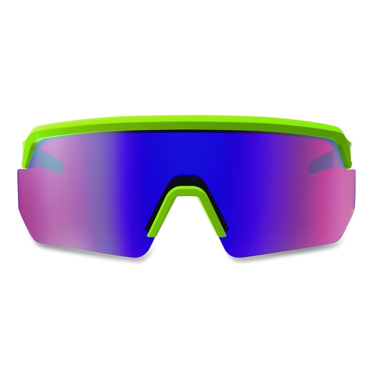 Skullerz AEGIR Anti-Scratch Enhanced Anti-Fog Safety Glasses, Lime Half Frame, Mirrored Purple Single Lens