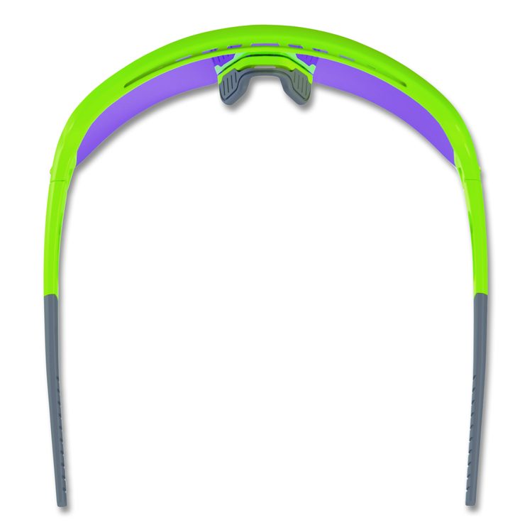 Skullerz AEGIR Anti-Scratch Enhanced Anti-Fog Safety Glasses, Lime Half Frame, Mirrored Purple Single Lens